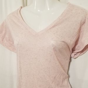 v neck light pink shirt
